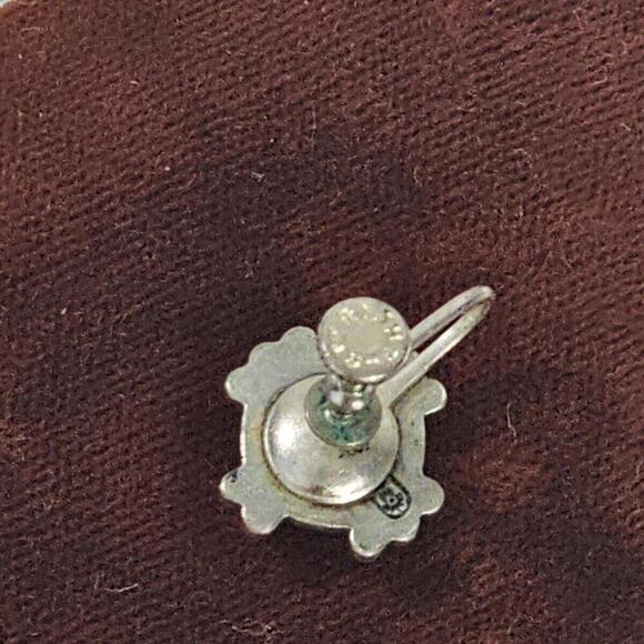 Vintage TURQUOISE 925 Sterling Silver SCREWBACK Hook Earring Native American - Picture 8 of 8